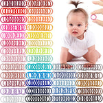 CÉLLOT baby hair ties front view showcasing thirty-six distinct vibrant colors of elastic bands arranged neatly.
