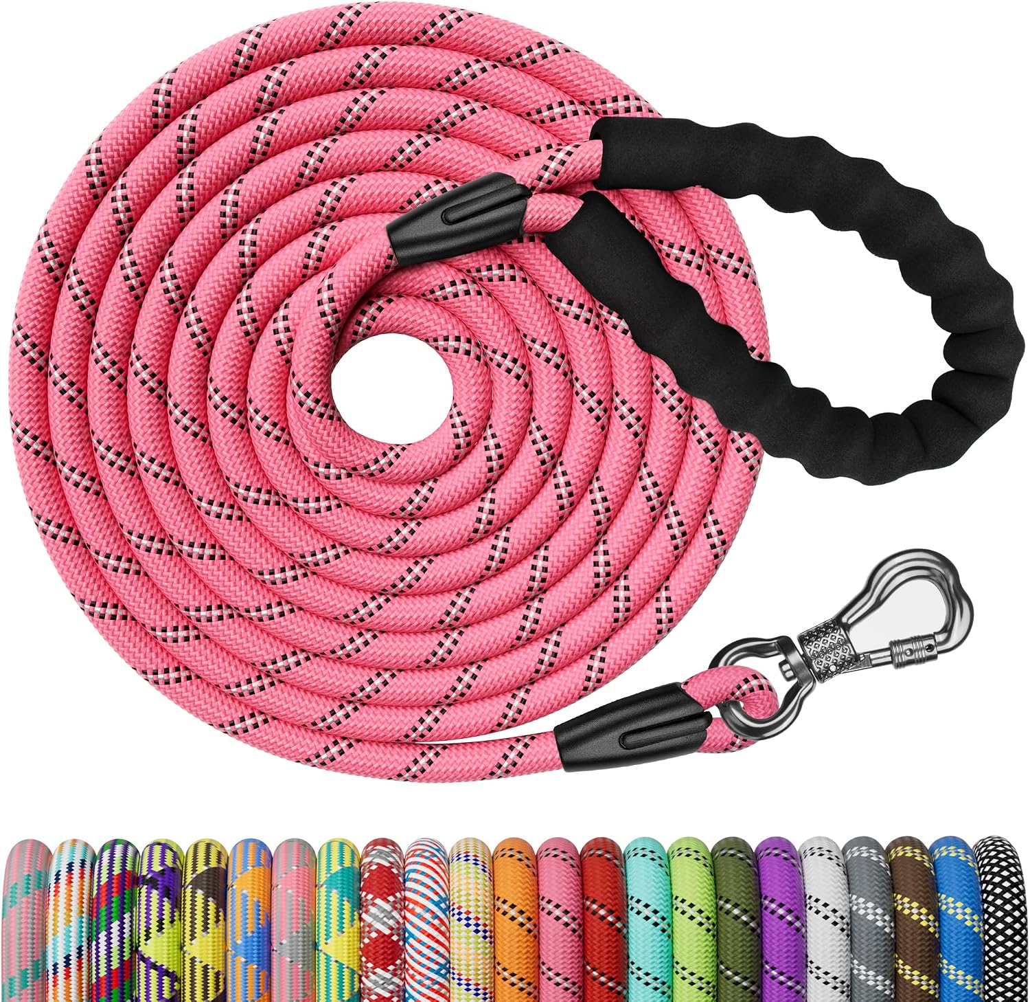 NTR heavy duty dog leash front view in pink