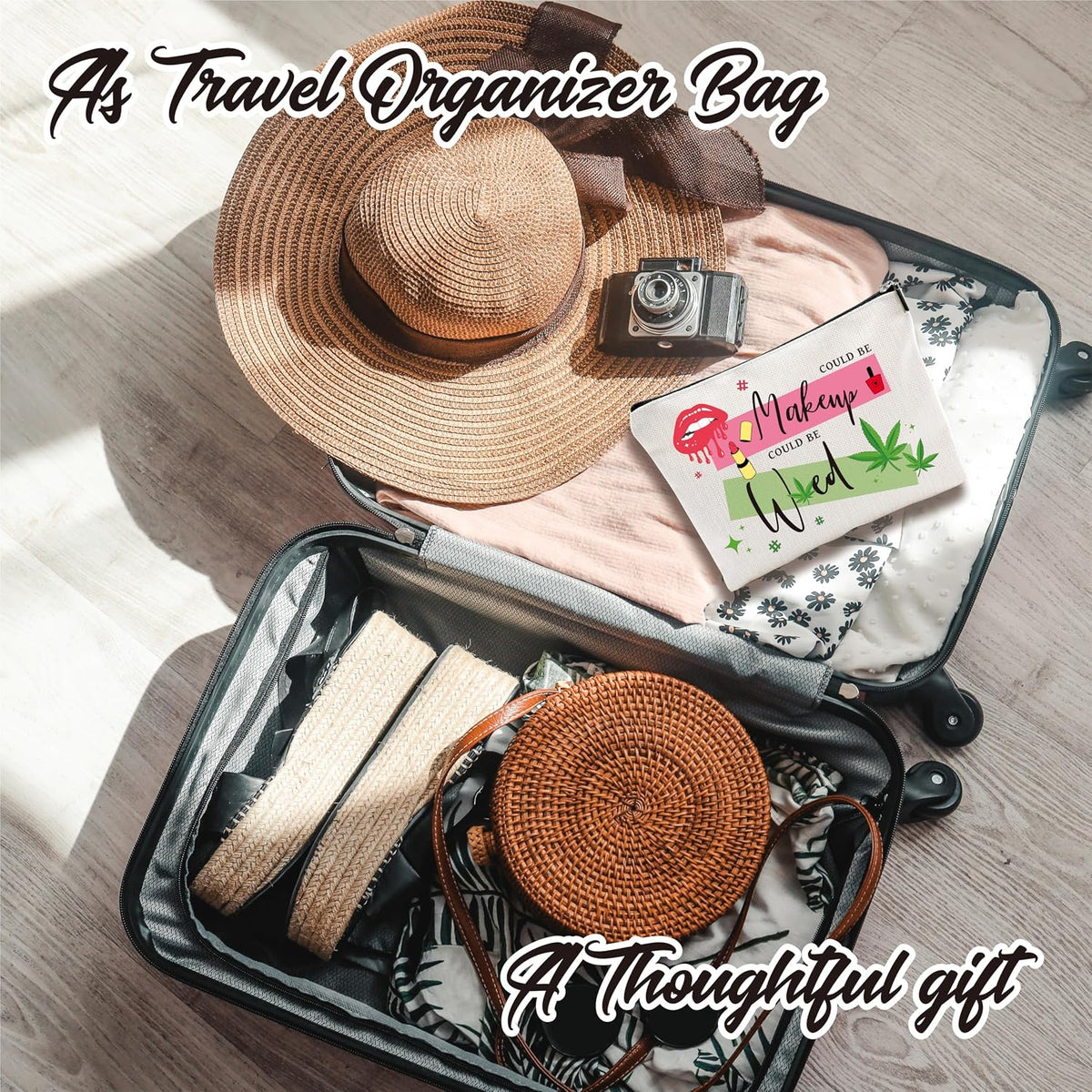 YKYENR funny makeup bag lifestyle travel organization view