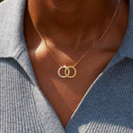 Close-up shot of the cubic zirconia crystal embellishments on the necklace