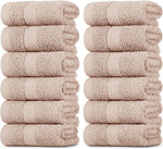 Belador luxury wash cloths front view showing beige 24-pack packaging
