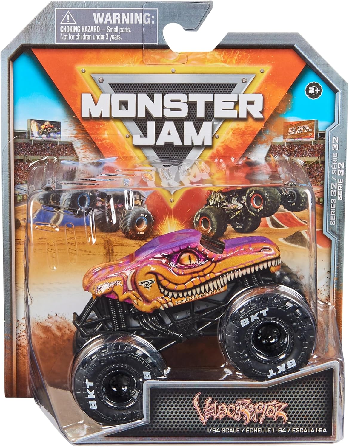 Monster Jam Velociraptor diecast truck front view toy