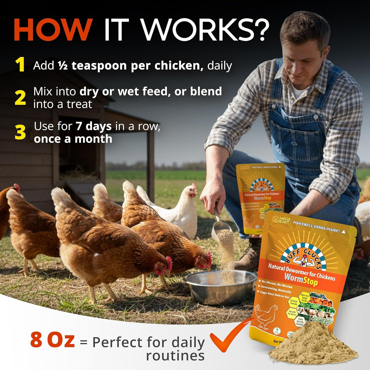 Serving Size And Ingredients Label On The Back Of The Dewormer Bag