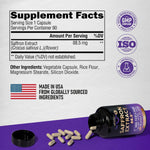 Side profile of NutraHarmony Saffron extract supplement bottle showing brand logo.