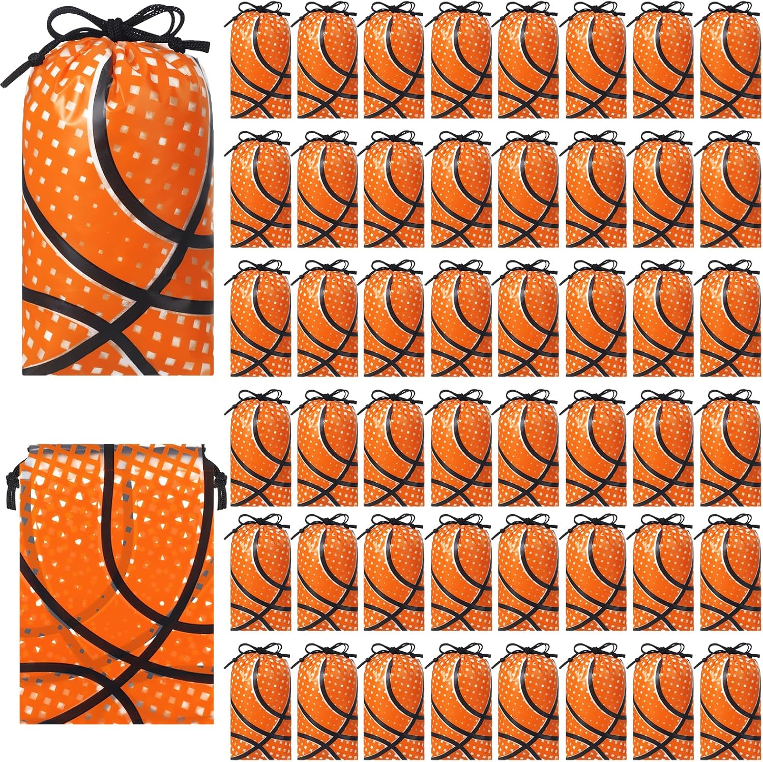 Lemosae basketball drawstring gift bags 50 pack front view
