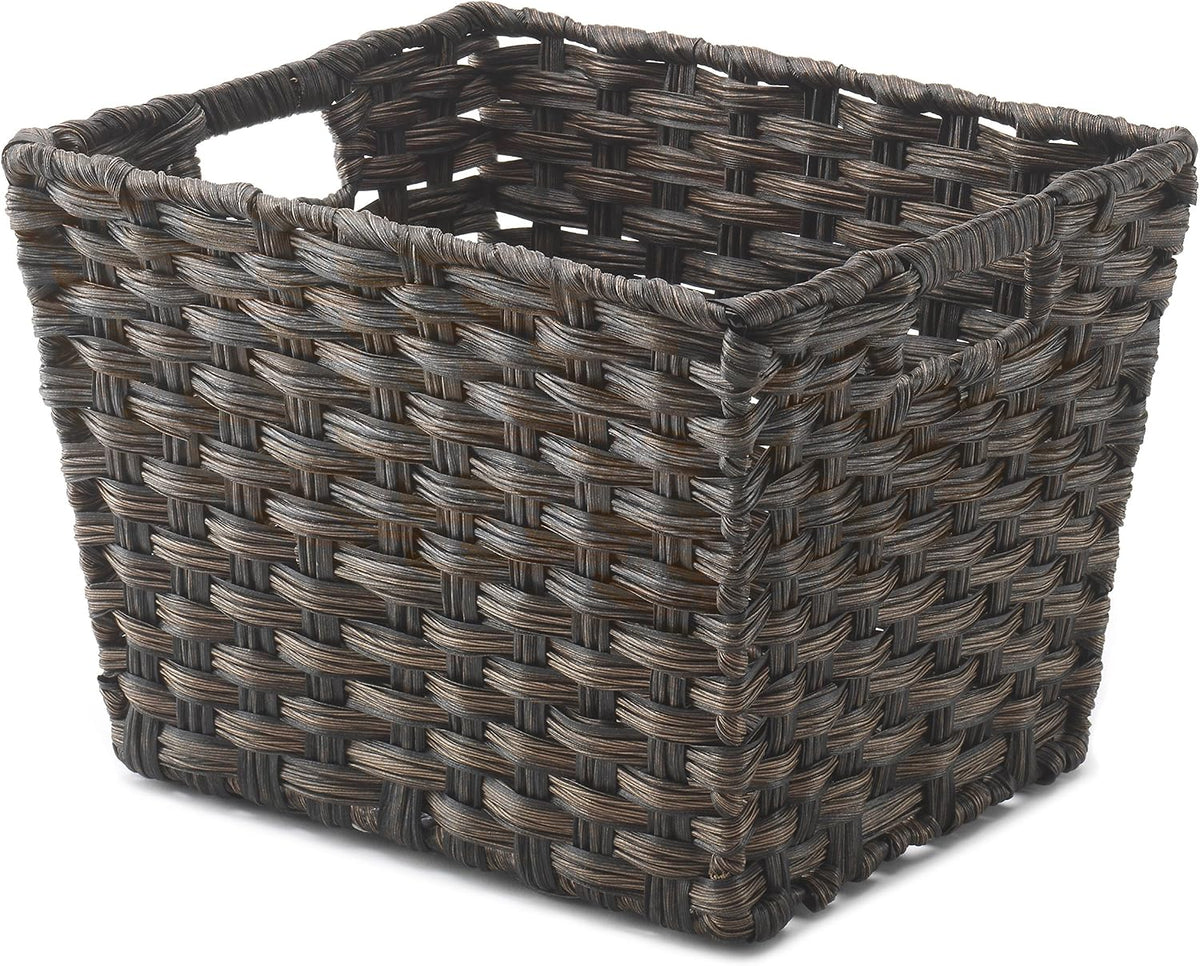 Whitmor Small Woven Storage Basket with Handles, Gray Wash - Image 10