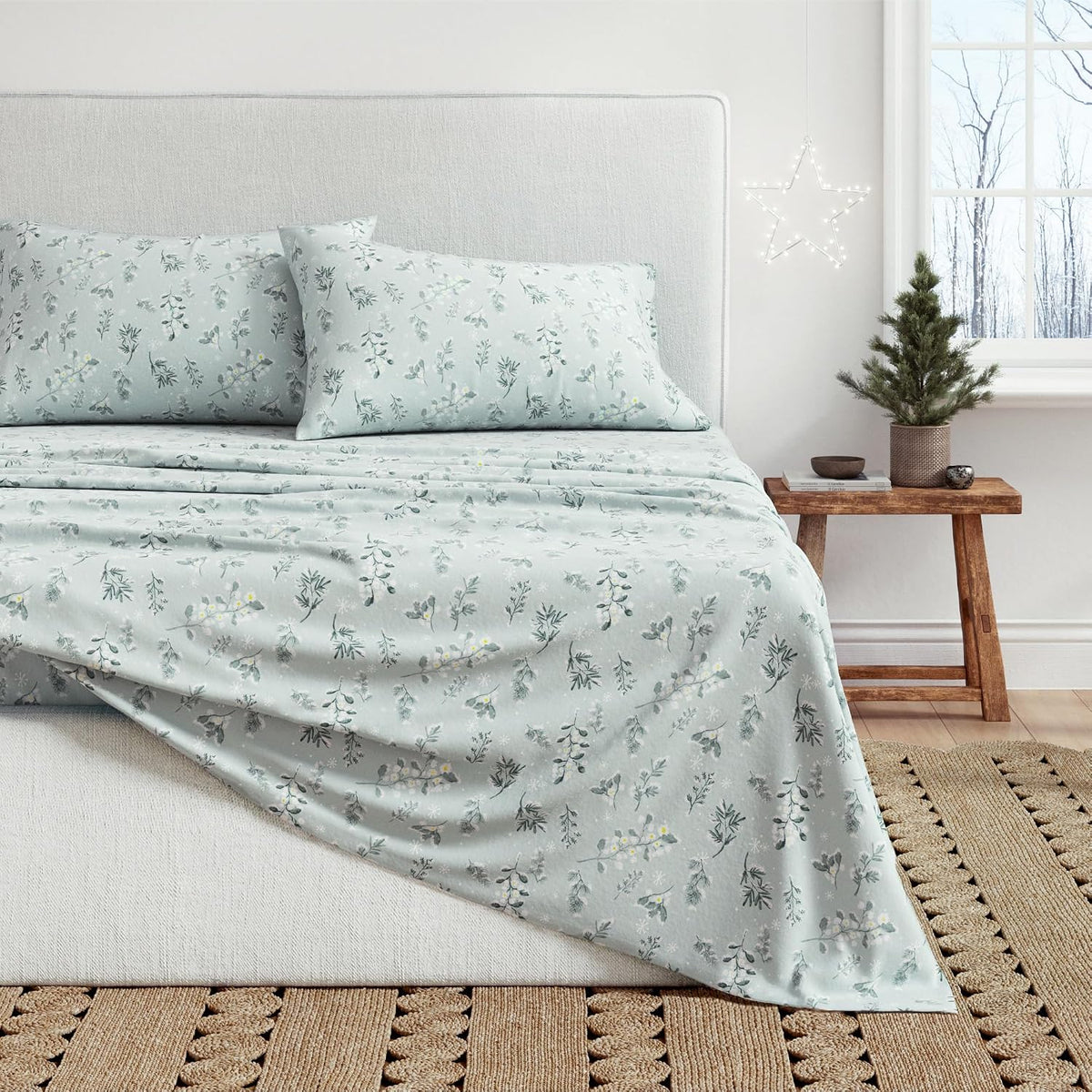 OEKO-TEX certification label on premium flannel bed sheets