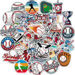 RhythmFit baseball stickers pack of 100 front view displaying assorted waterproof vinyl sports designs.