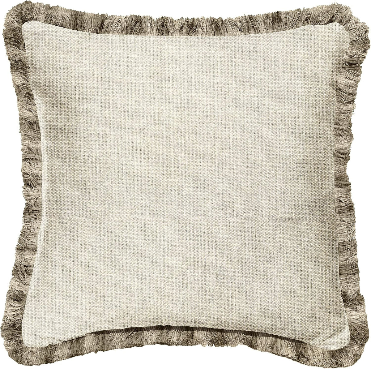 Sorra Home x Sunbrella Fringe Pillow, 18 x 18 x 6 inches, Canvas Natural and Taupe - Image 13