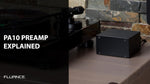 Fluance PA10 high fidelity preamplifier side angle view showcasing sleek compact desktop audio footprint.