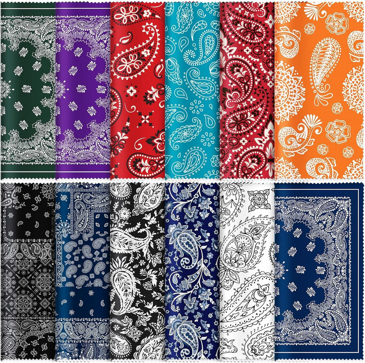 Copkim microfiber cleaning cloth 24 count pack front view showcasing colorful paisley and mandala floral designs