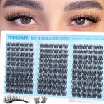 PHKERATA Wispy Lash Clusters Natural Eyelash Extensions front view showing organized rows of individual lashes in mixed lengths.