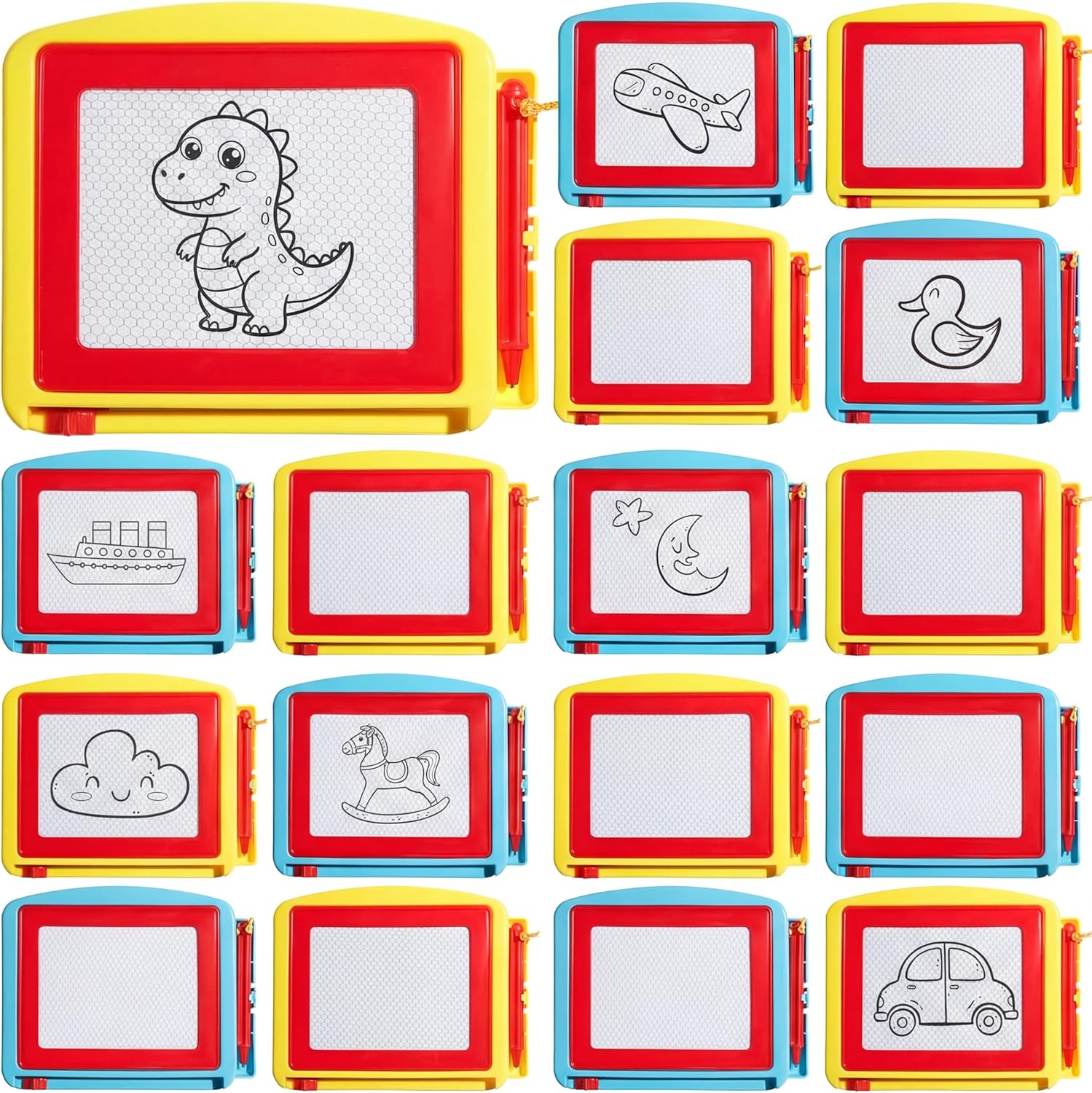 Tinlade 24 Pack Mini Magnetic Drawing Board front view showing assorted colors