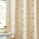 Grey Blackout Window Curtains 108 Inch Long for Bedroom Living Room Grommet | Room Darkening Foil Gold Black out, Modern Metallic Print Thermal Insulated Drapes Privacy Protection Curtains, 2 Panels - Image 9