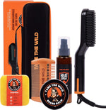 Tame the Wild beard grooming kit front view featuring heated straightener box and components