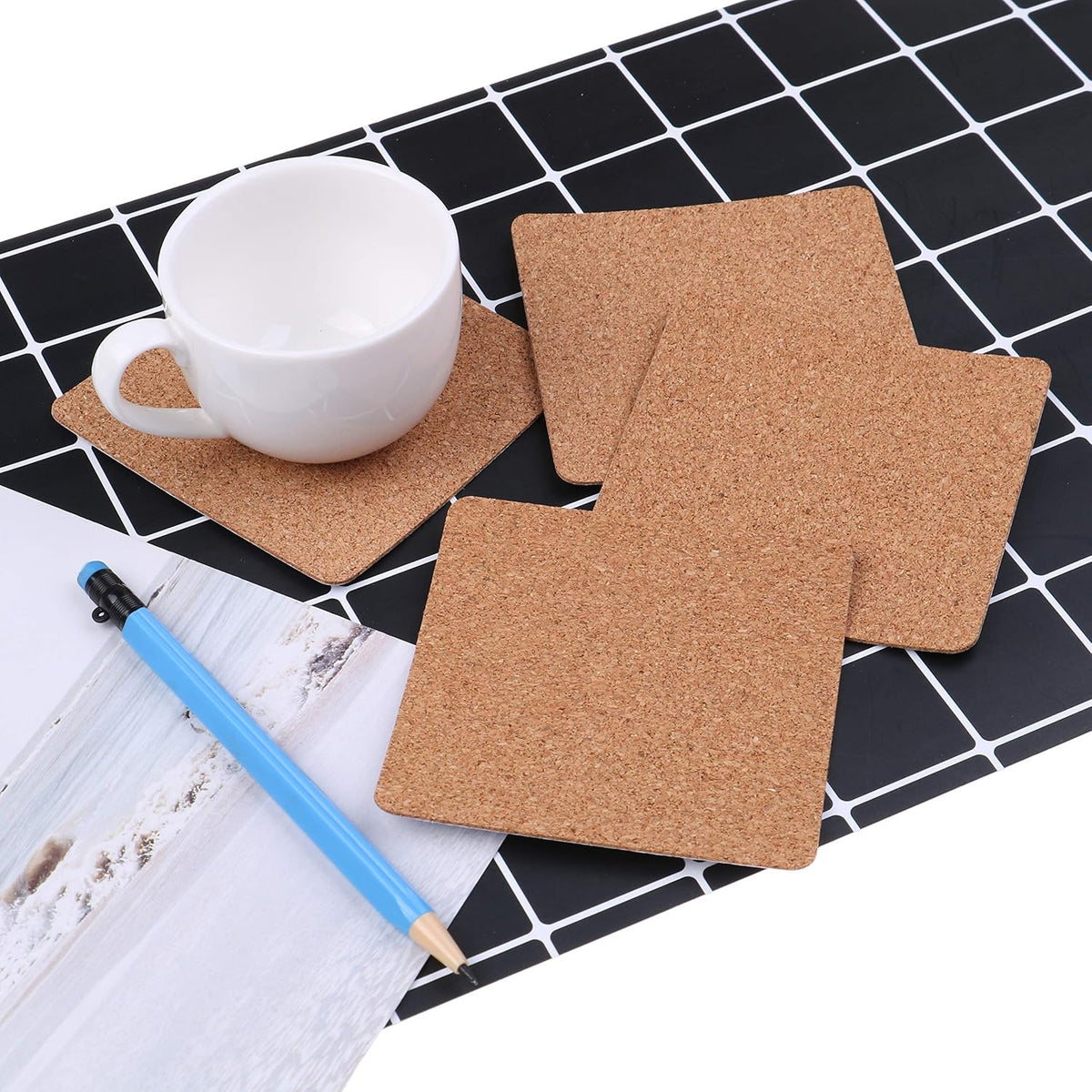 Bulk pack of 80 Locolo square cork tiles laid out flat