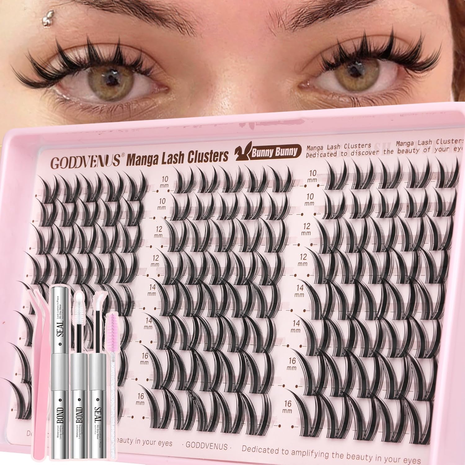 Goddvenus Manga Lash Clusters Kit Natural Cluster Eyelashes Extensions Wispy Fairy Eyelash Clusters Anime Individual Lash Extensions Kit C Curve False Eyelashes 10-16mm Pestaas Postizas Naturales - Image 1