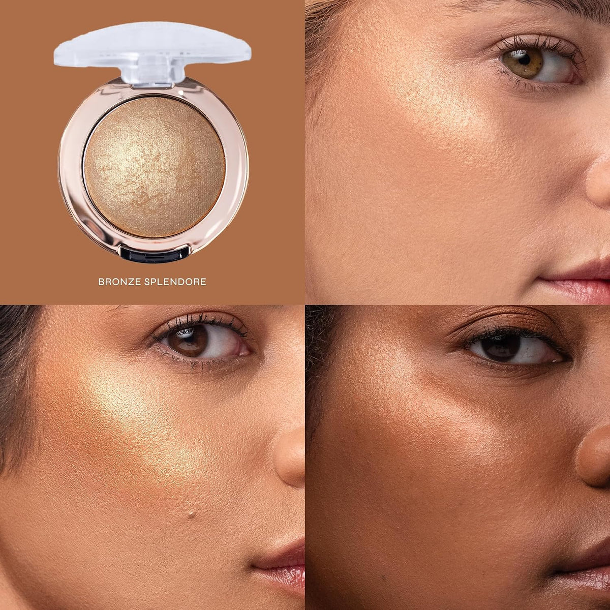 Terracotta baked luminous highlighting powder texture close up