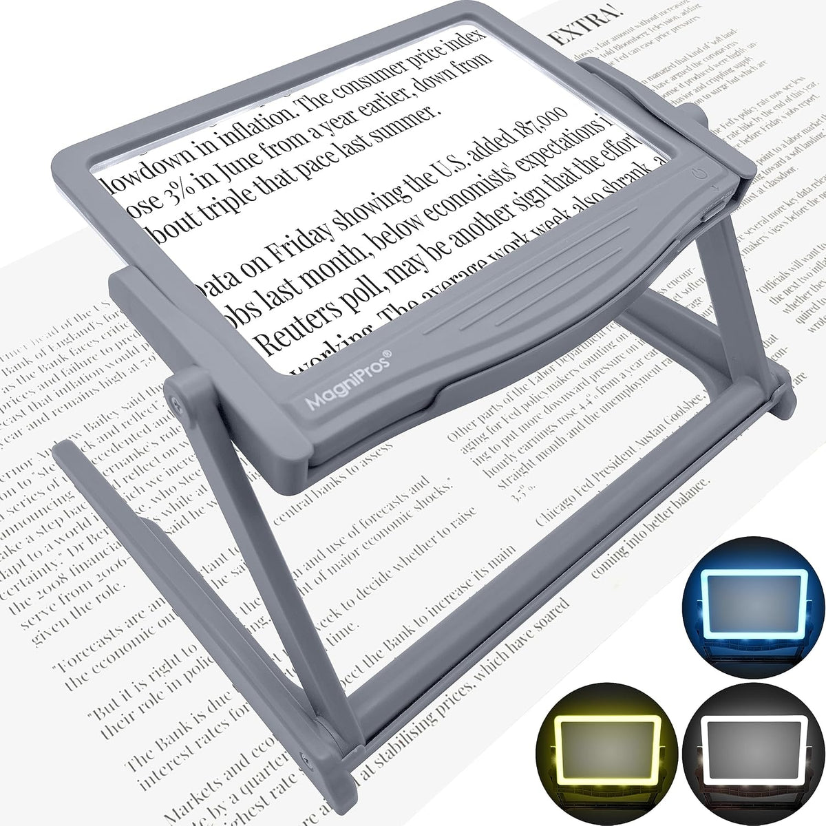 MAGNIPROS Patented 5X Large LED Page Magnifier with Detachable Stand | Eye Caring 3 Color Light Modes & Anti-Glare Lens to Reduce Eye Strain-Ideal for Reading Fine Print, Crafting, Low Vision Seniors - Image 11