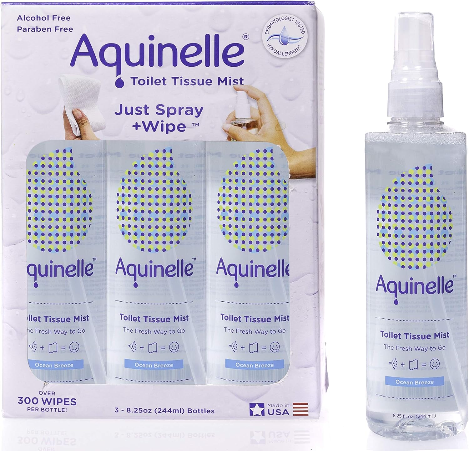 Aquinelle Toilet Tissue Mist Ocean Breeze front bottle view