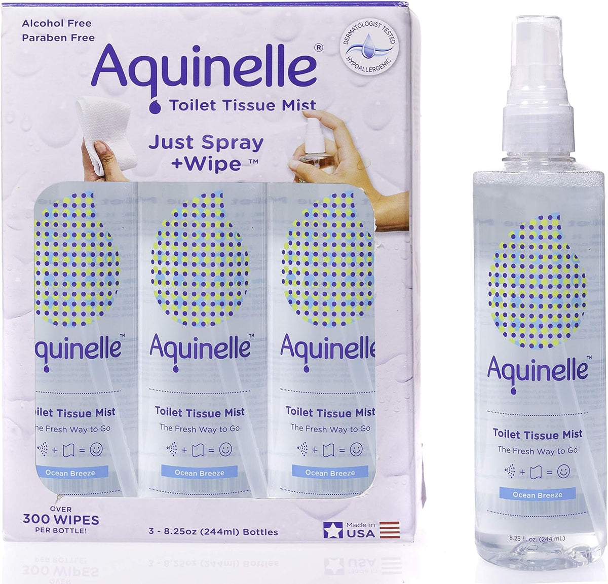 Aquinelle Toilet Tissue Mist Ocean Breeze front bottle view