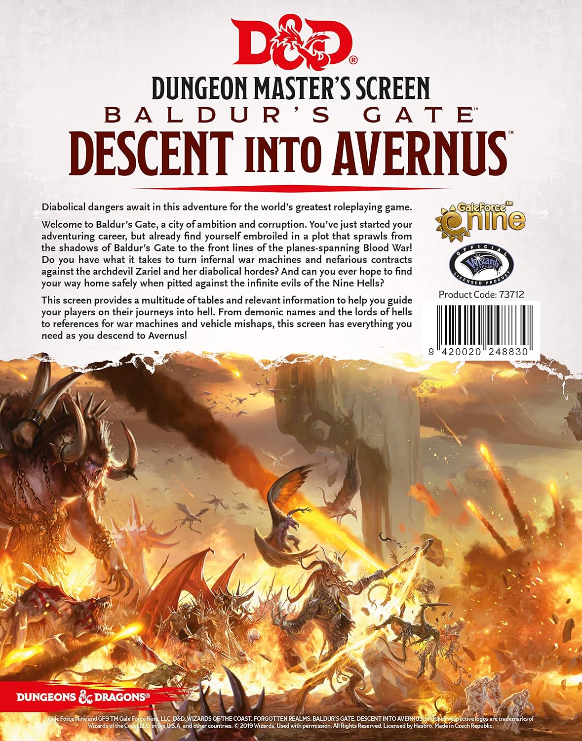 Gale Force Nine Descent into Avernus DM Screen front view