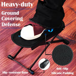 Foldable X-frame design of the Salvori guitar leg rest for storage