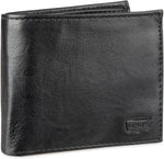 Levi's slimfold wallet open view displaying card slots and ID window