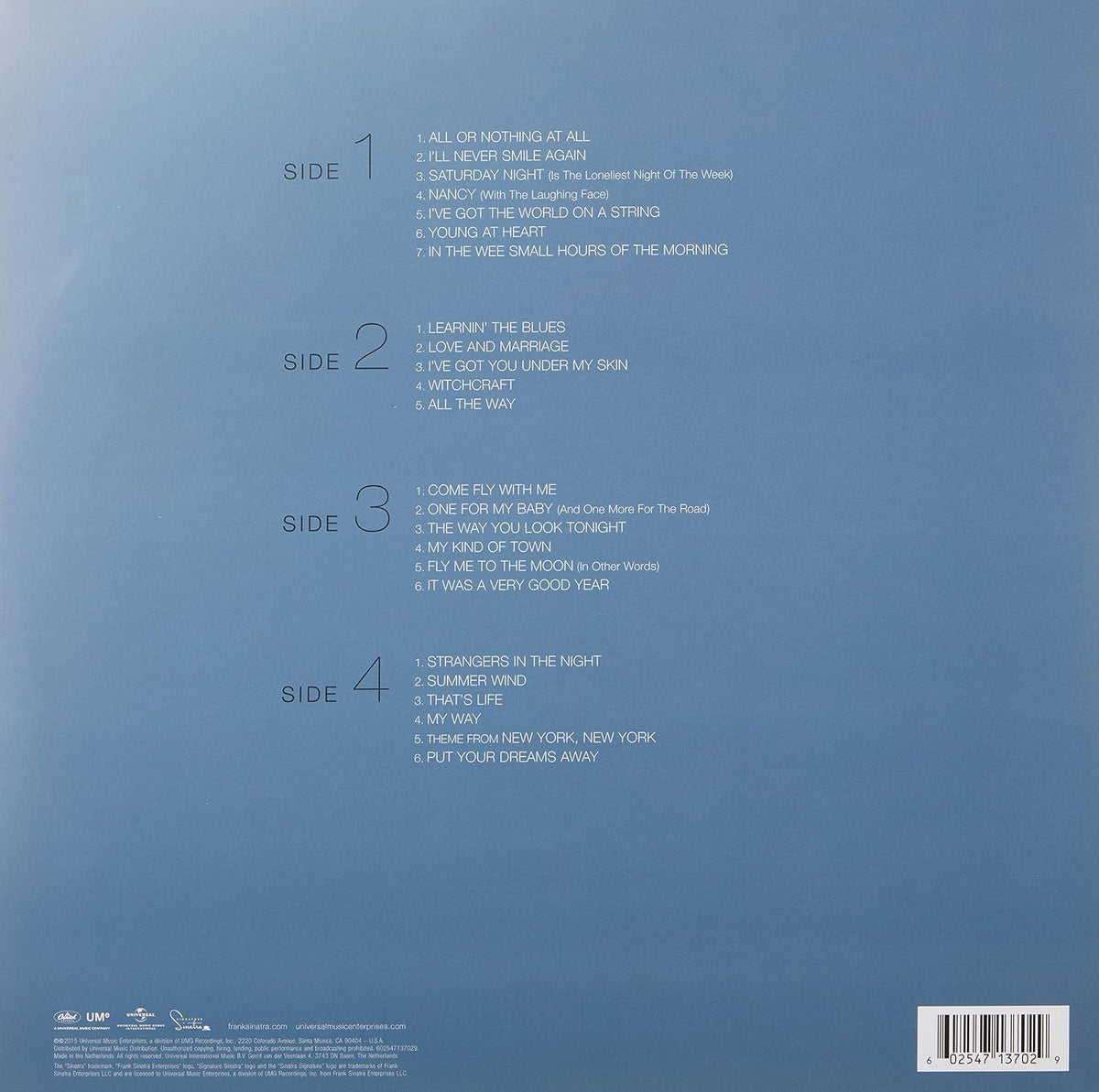 Frank Sinatra Ultimate Sinatra back cover tracklist