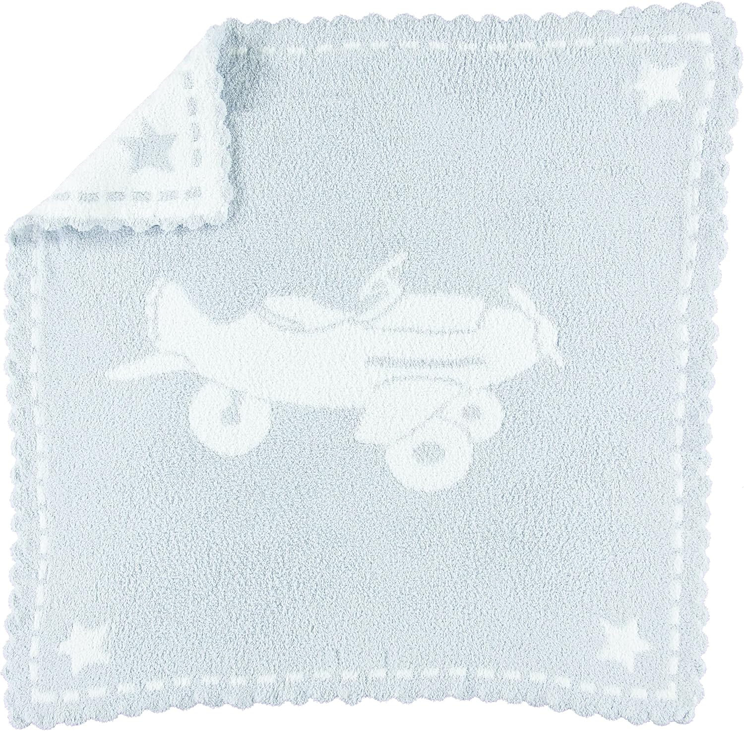 Barefoot Dreams CozyChic Scalloped Baby Receiving Blanket front view