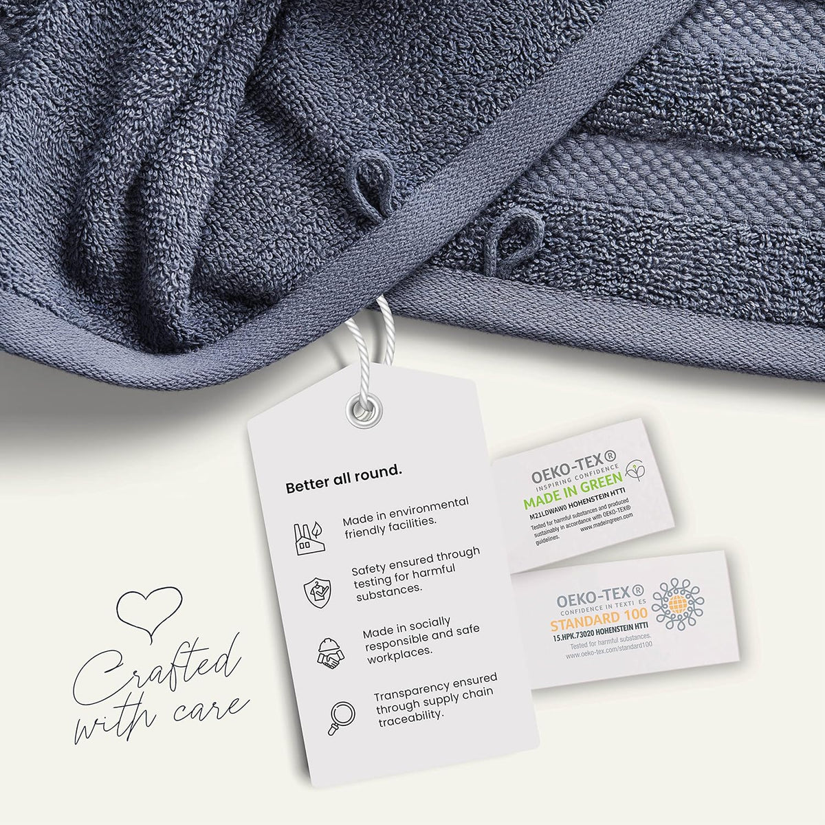 Close-up of the Oeko-Tex certified cotton fabric and texture