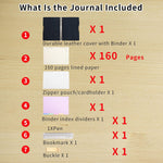 Wonderpool A5 Leather Journal Refillable Travelers Notebook Lined Paper Notebook with Pen, Writing Diary for Travel Office and Agenda Plan (A5, Black) - Image 3