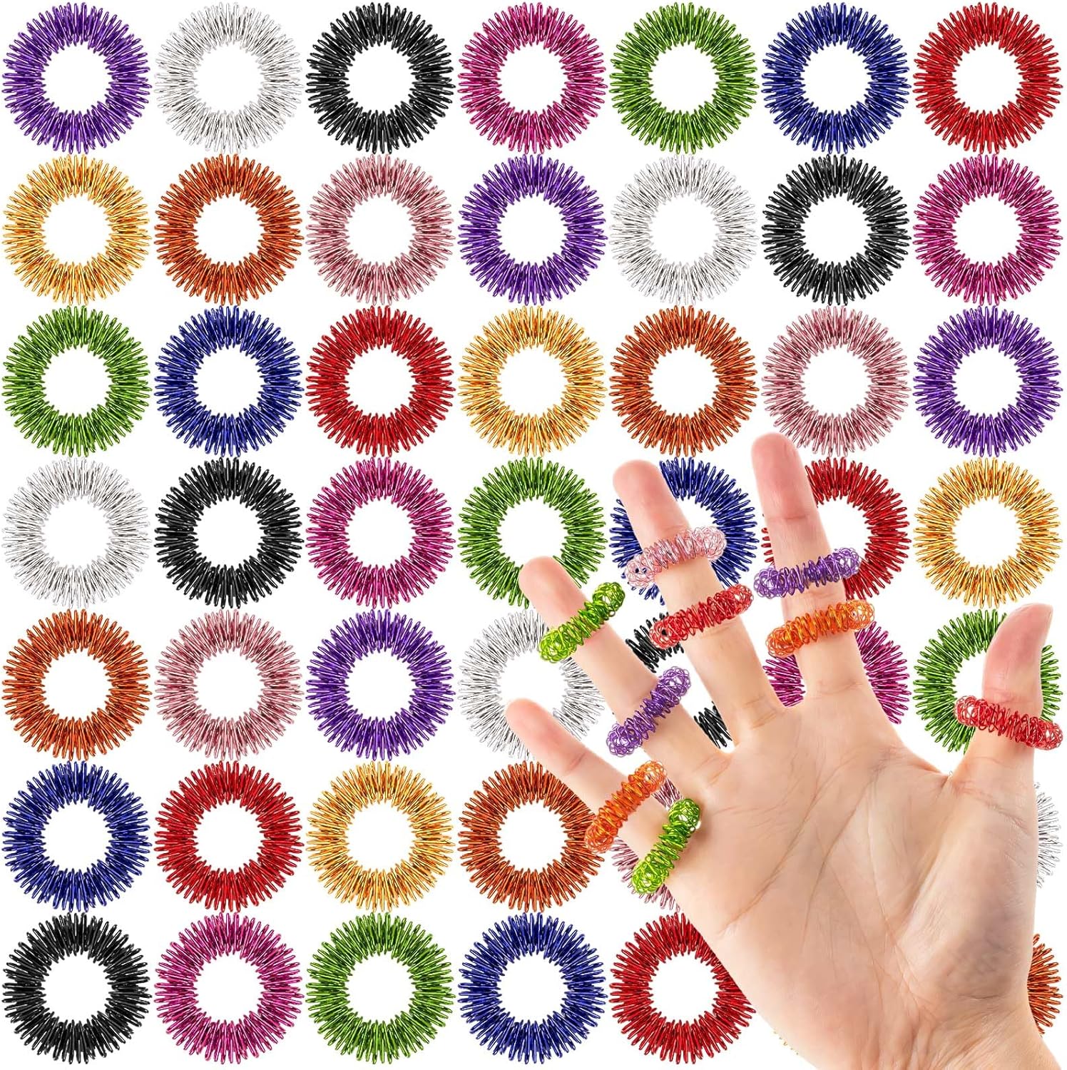 KVCSYAW spiky sensory finger rings package front view showing premium stainless steel massage tools