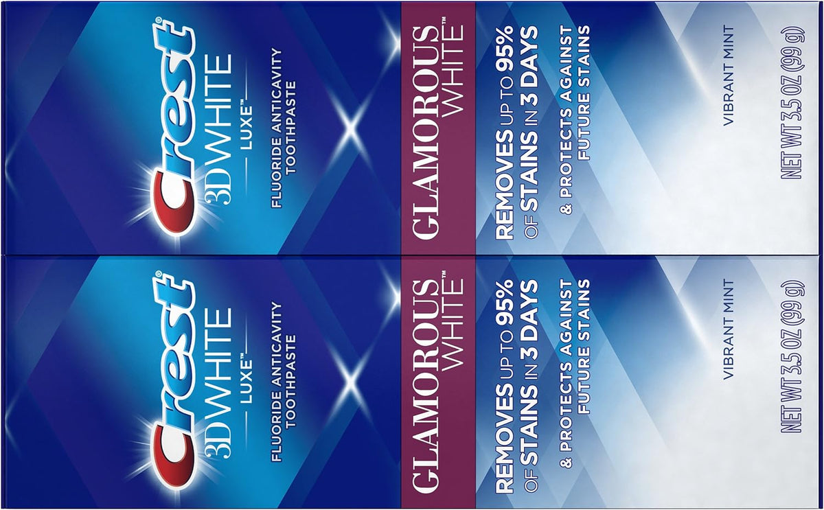 Crest 3.5 Ounce whitening toothpaste tubes side layout