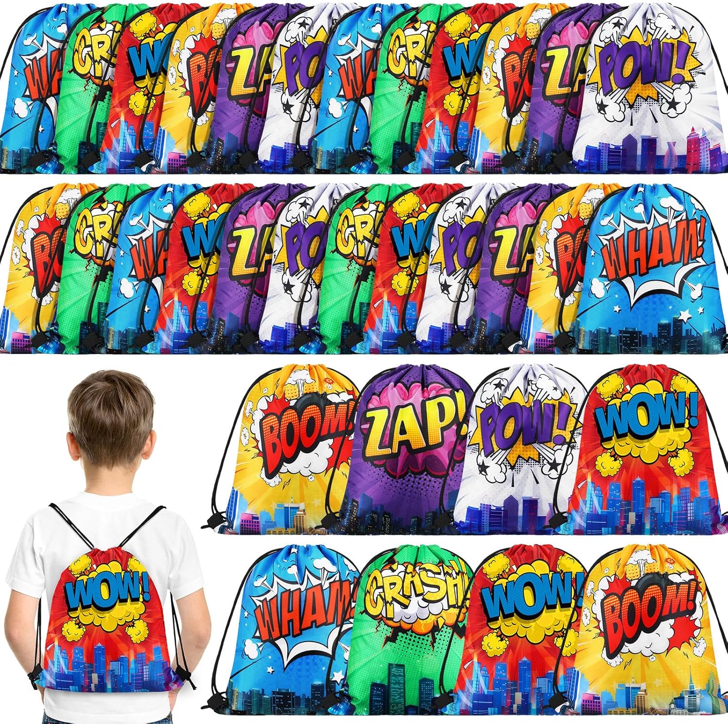 Kajaia hero comic drawstring backpack front view
