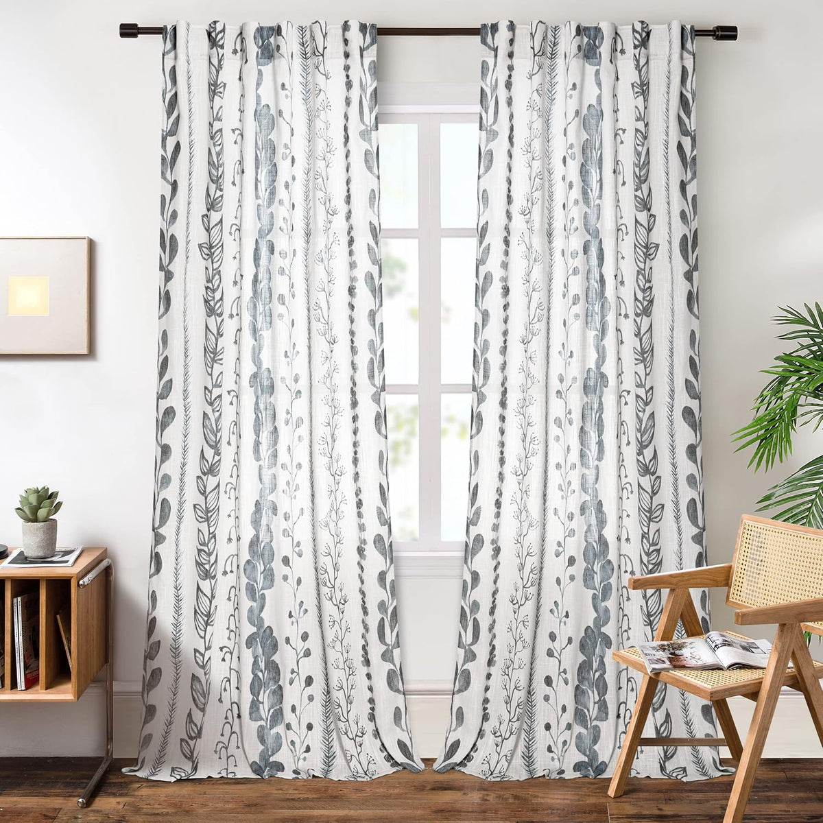 MEETSKY bohemian leaf print curtain panels