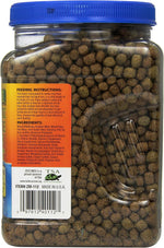 Back label view of Zoo Med natural reptile diet showing nutritional values