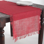 SARO Lifestyle Mari Sati red jute table runner front view