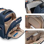 Briggs & Riley navy travel backpack interior organization pockets