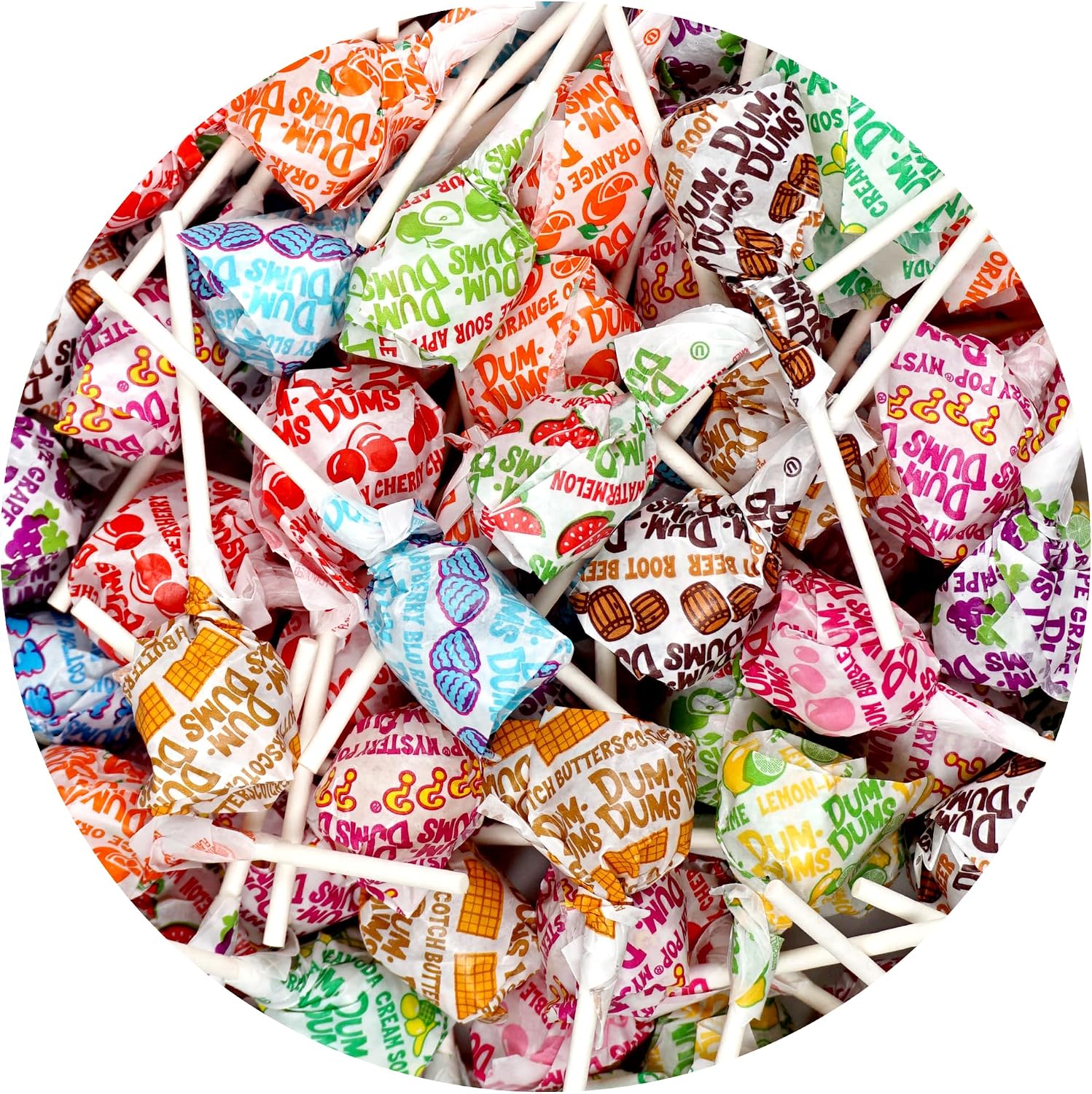 The Hampton Popcorn Company Dum Dums Original Mix Lollipops front view of bulk bag