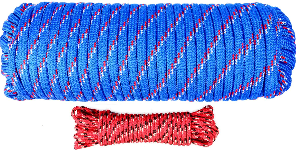 Wellmax diamond braid nylon rope front view in blue