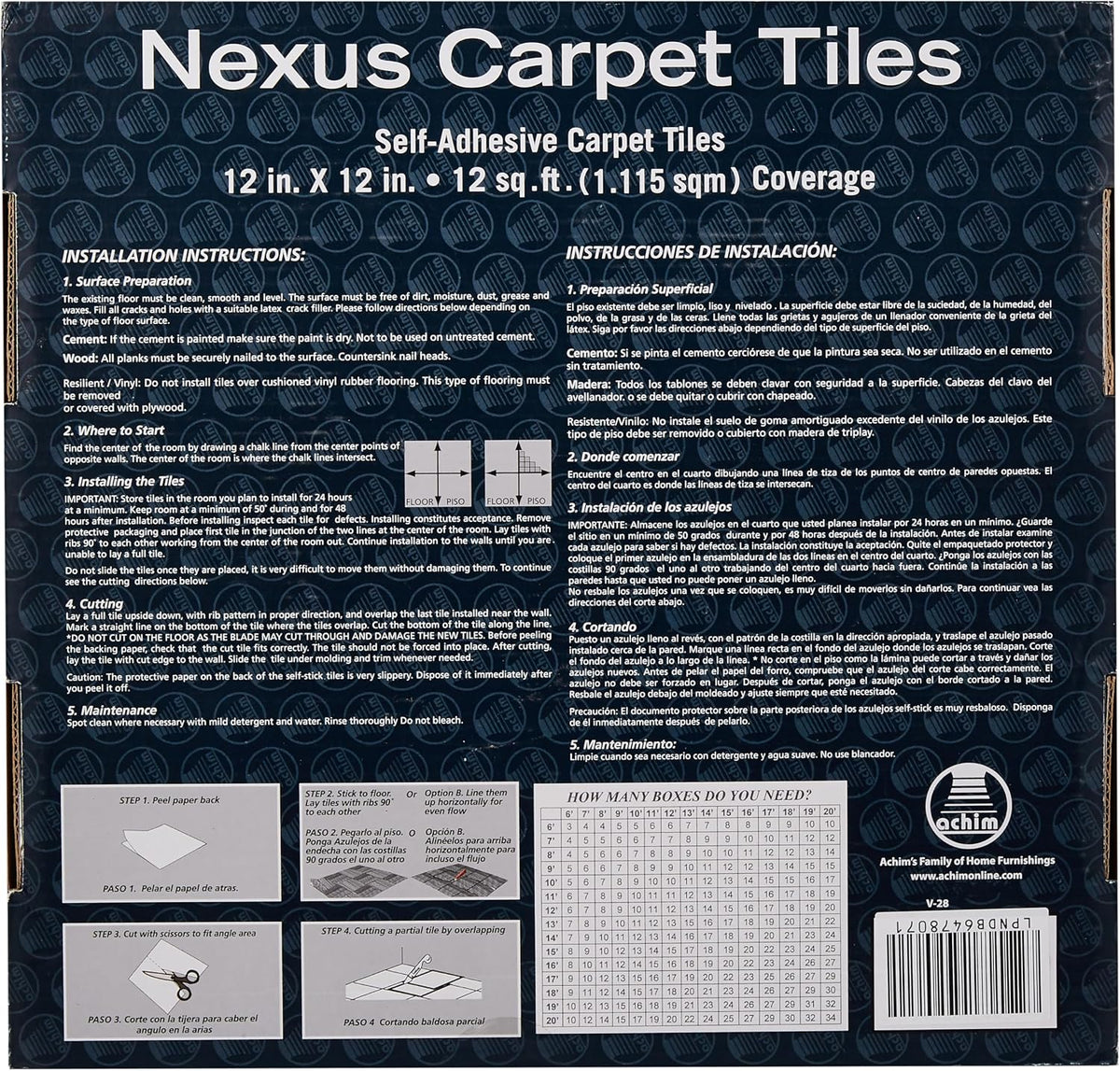 Peel and stick carpet floor tiles backing layer detail