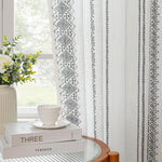 Boho Curtains for Living Room Light Filtering Privacy Protection Cotton Curtains 84 Inch Length 2 Panels Bohemian Linen Style Back Tab Window Leaf Print Classical Drapes for Dining Room - Image 12