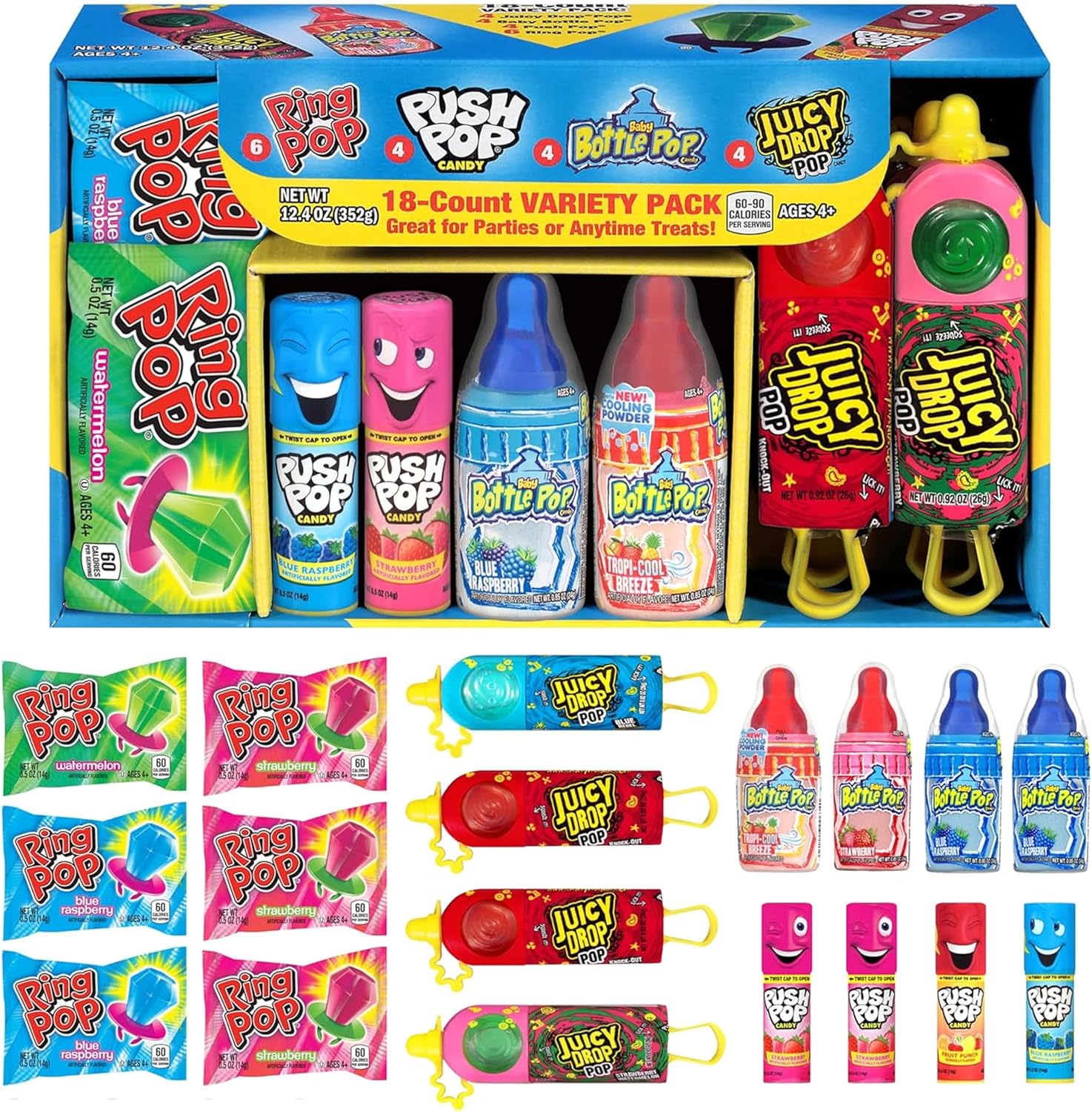 Bazooka Candy Brands variety pack eighteen count front box display