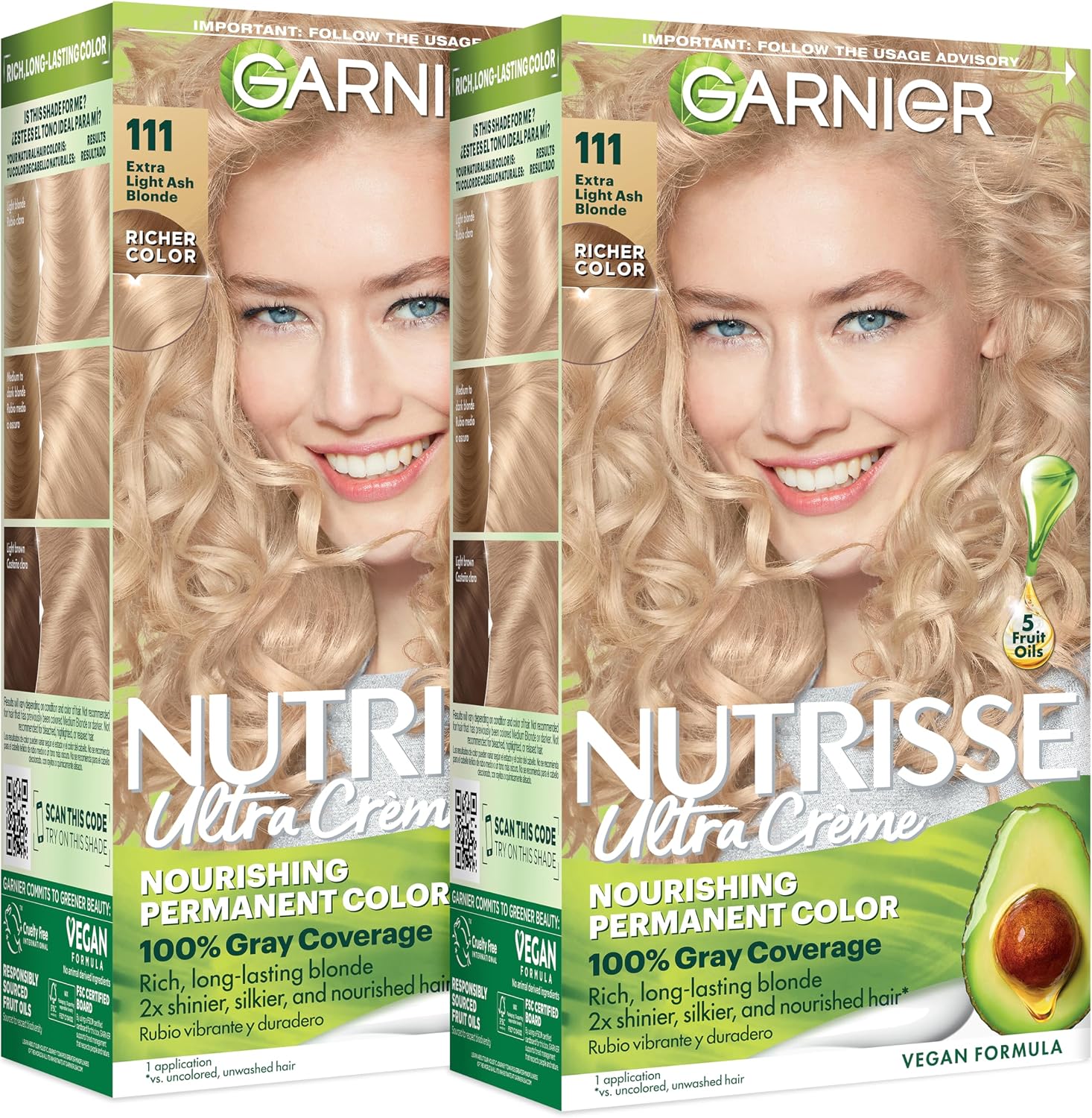 Nutrisse Ultra Creme hair color 111 Extra Light Ash Blonde front view packaging