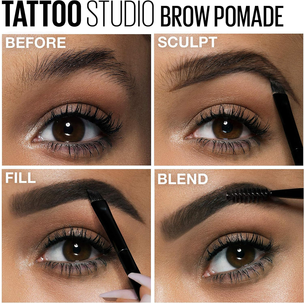 Maybelline TattooStudio Brow Pomade Long Lasting, Buildable, Eyebrow Makeup, Medium Brown, 1 Count - Image 10