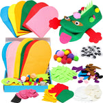 Watinc 6 Piece Hand Puppet Making Kit front view with craft supplies