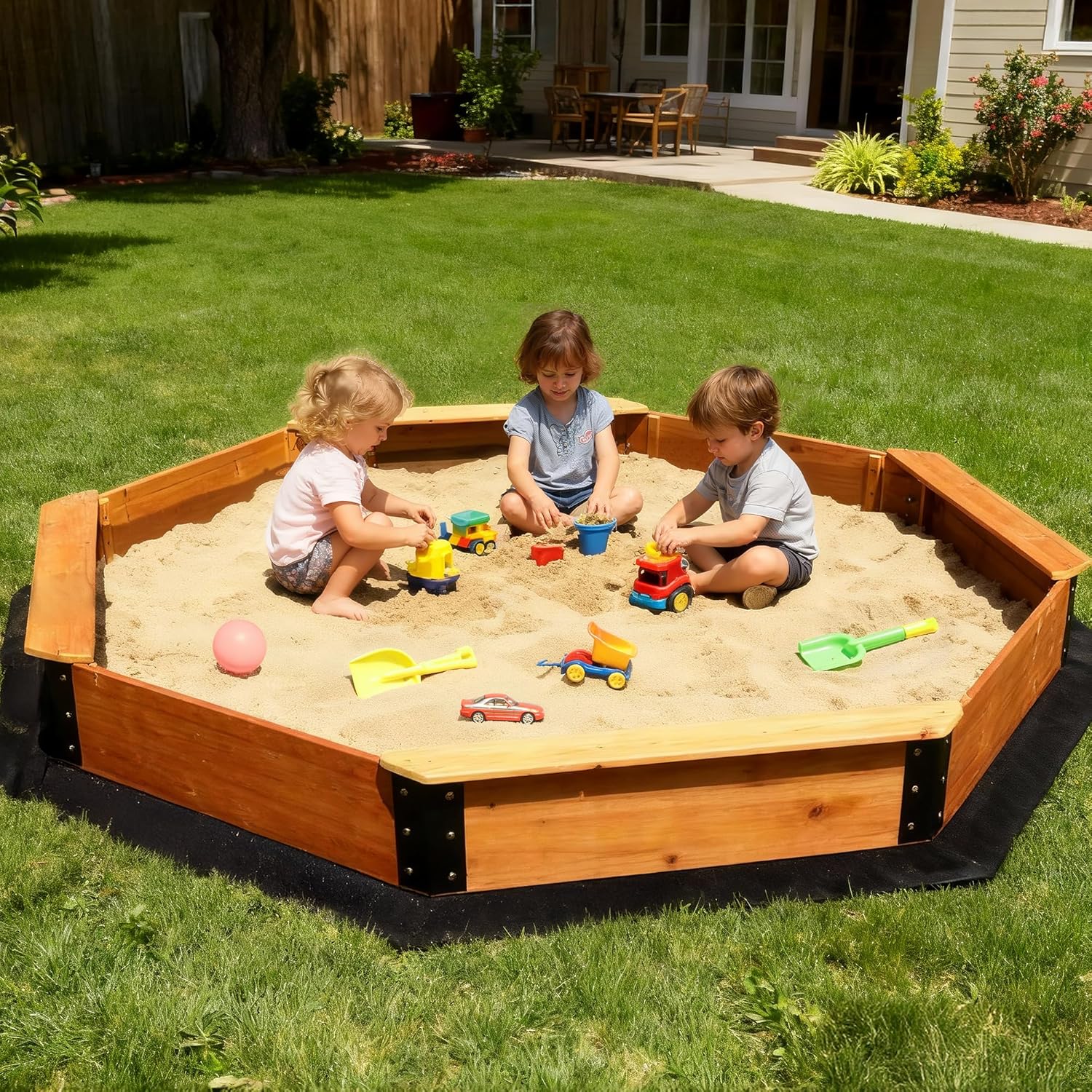Funtok octagon sandbox for kids front view