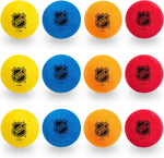 Franklin Sports NHL Foam Mini Hockey Balls front view twelve pack assortment