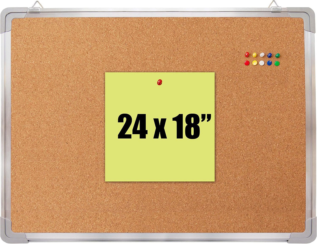 Cork Board 24x24 in, Framed Wall Hanging Bulletin Board with 10 Thumb Tacks | Thumb Tack Board, Pin Board for Wall, Corkboard Message Memo Notice Board with Hooks for Home, Office, Desk and Cubicle - Image 9